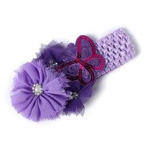 NeedyBee Baby Purple Flower Butterfly Bow Baby Headband for Toddlers Girls	